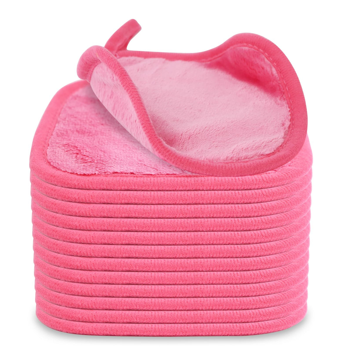 Puomue desmaquillante microfibra 12 piezas rosa, suave para piel sensible.