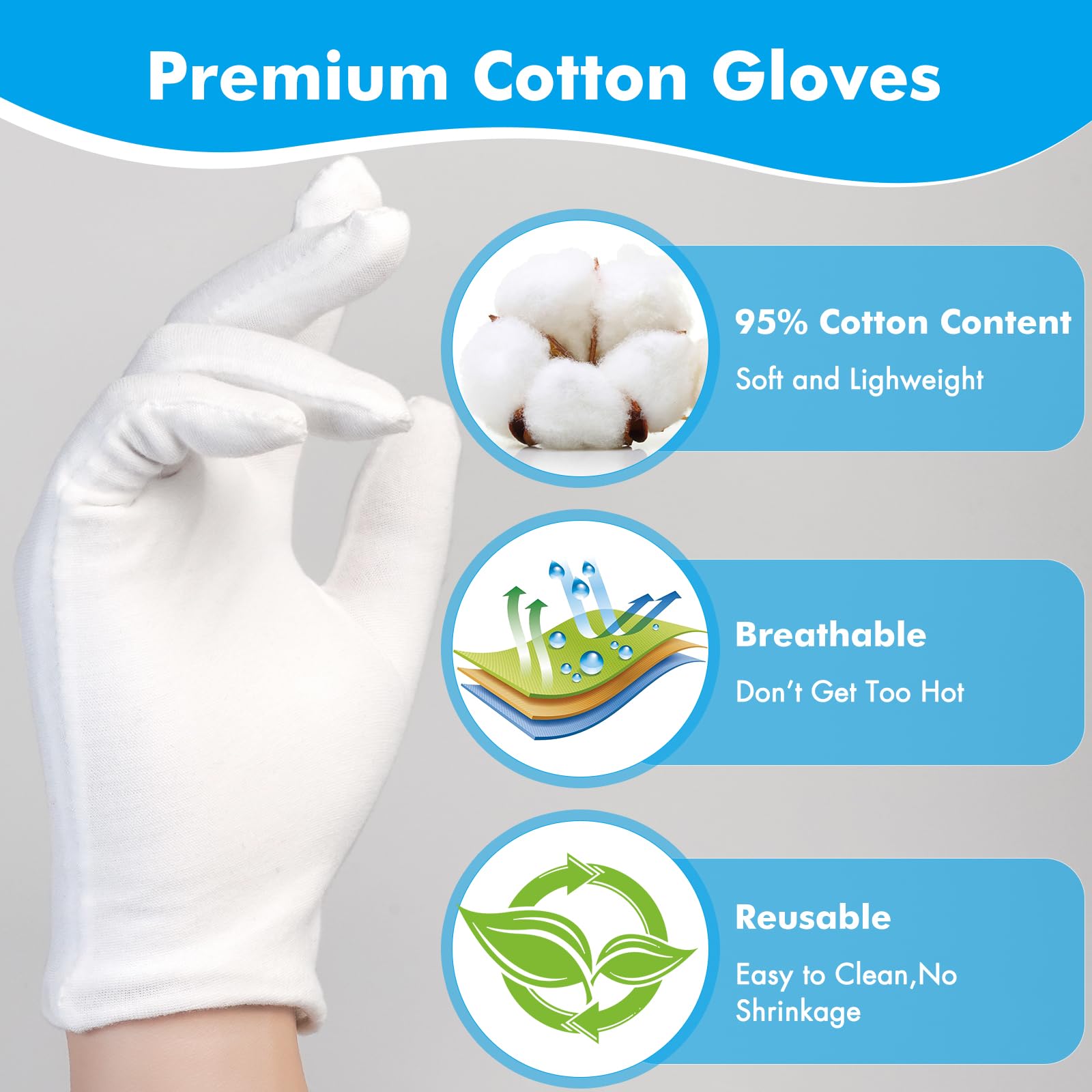 Guantes Pupkoli para hidratación con crema, tratamiento nocturno suave.