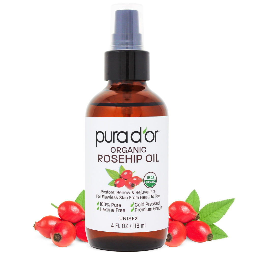 PURA D'OR Aceite de rosa mosqueta, botella con bomba para dosis precisas.
