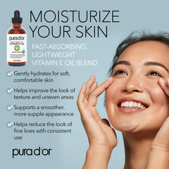 PURA D'OR Aceite Vitamina E, aplicación en manos para suavidad de cutículas