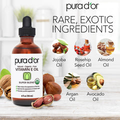PURA D'OR Aceite Vitamina E, aplicación en el cabello para puntas suaves
