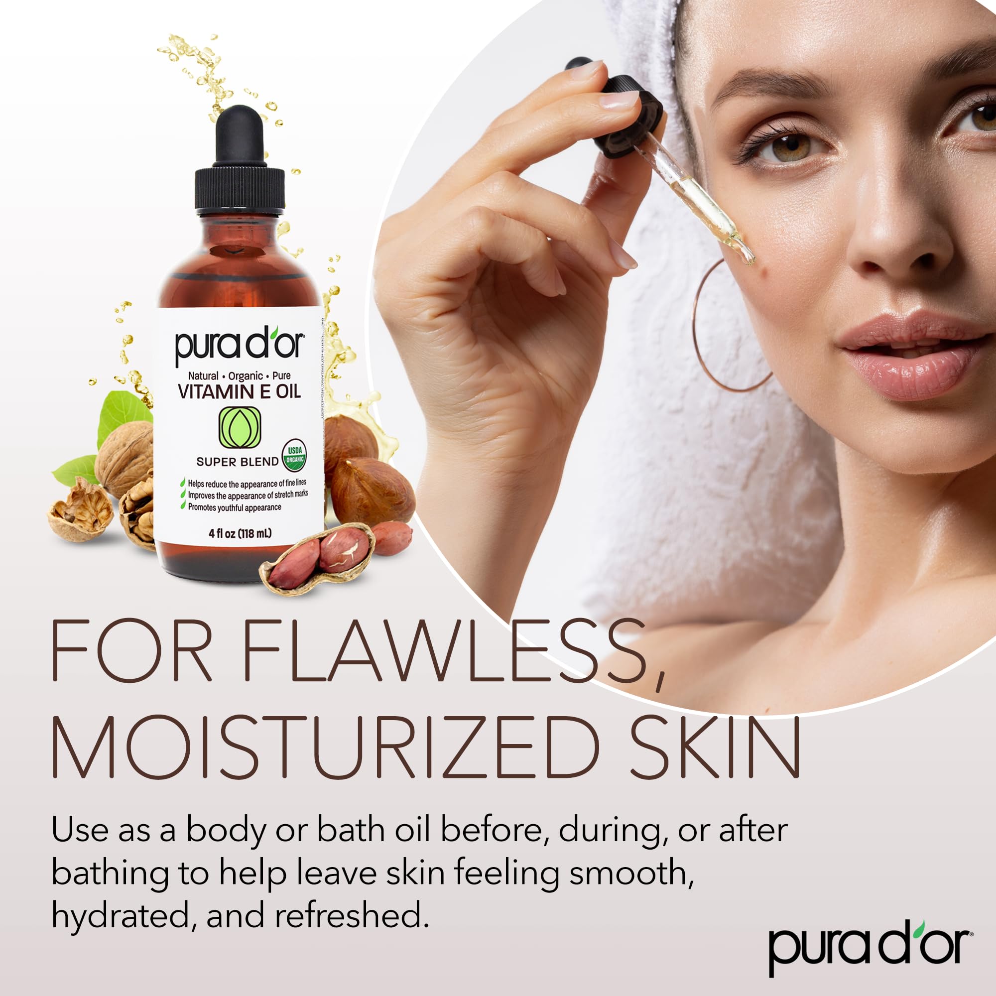 PURA D'OR Aceite Vitamina E, cuidado de cutículas para uñas sanas