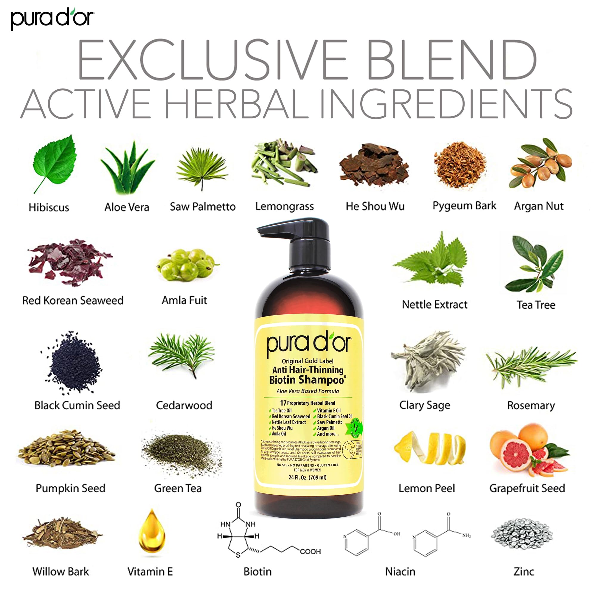 PURA D'OR acondicionador botella hidratante profundo, cabello suave y nutrido