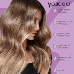 PURA D'OR acondicionador vinagre de manzana, botella lateral para nutrición y brillo.