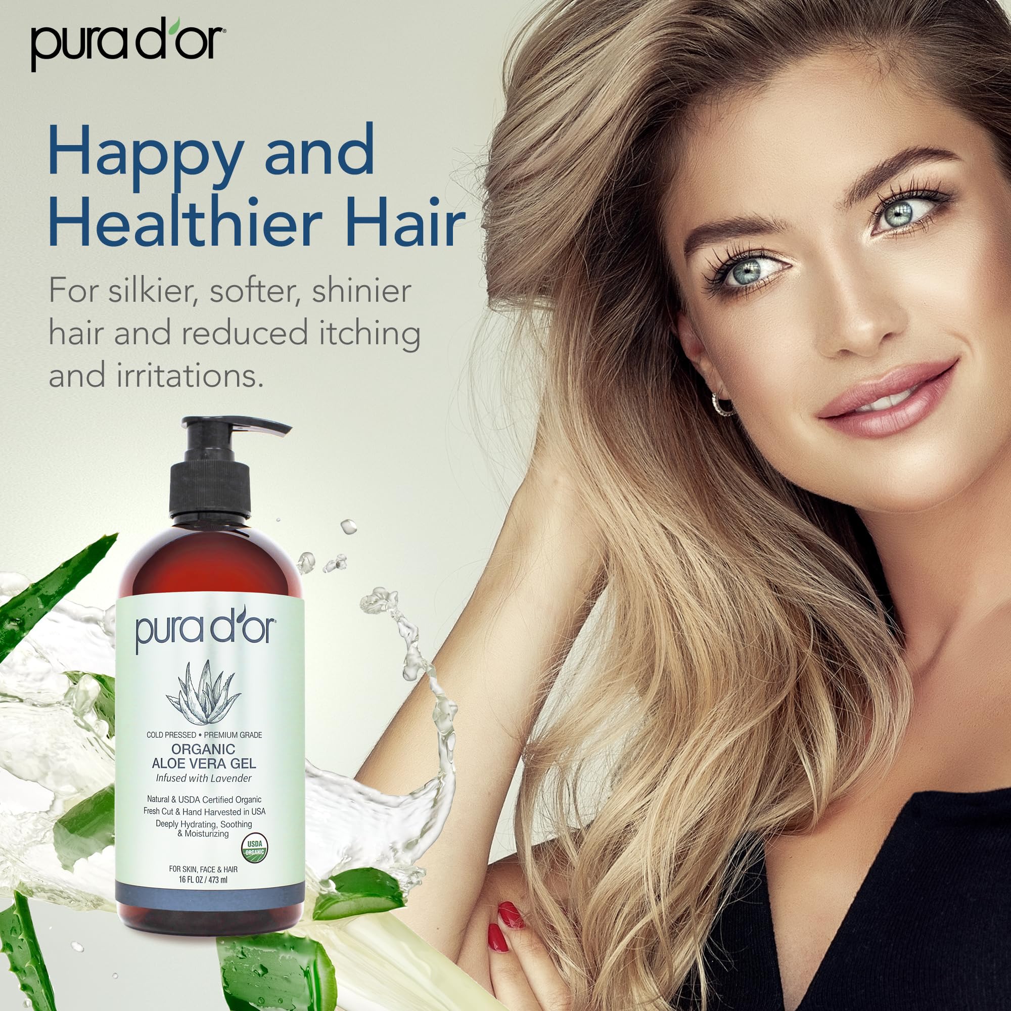 PURA D'OR Aloe Vera Gel, beneficios antioxidantes para pieles maduras y cansadas.