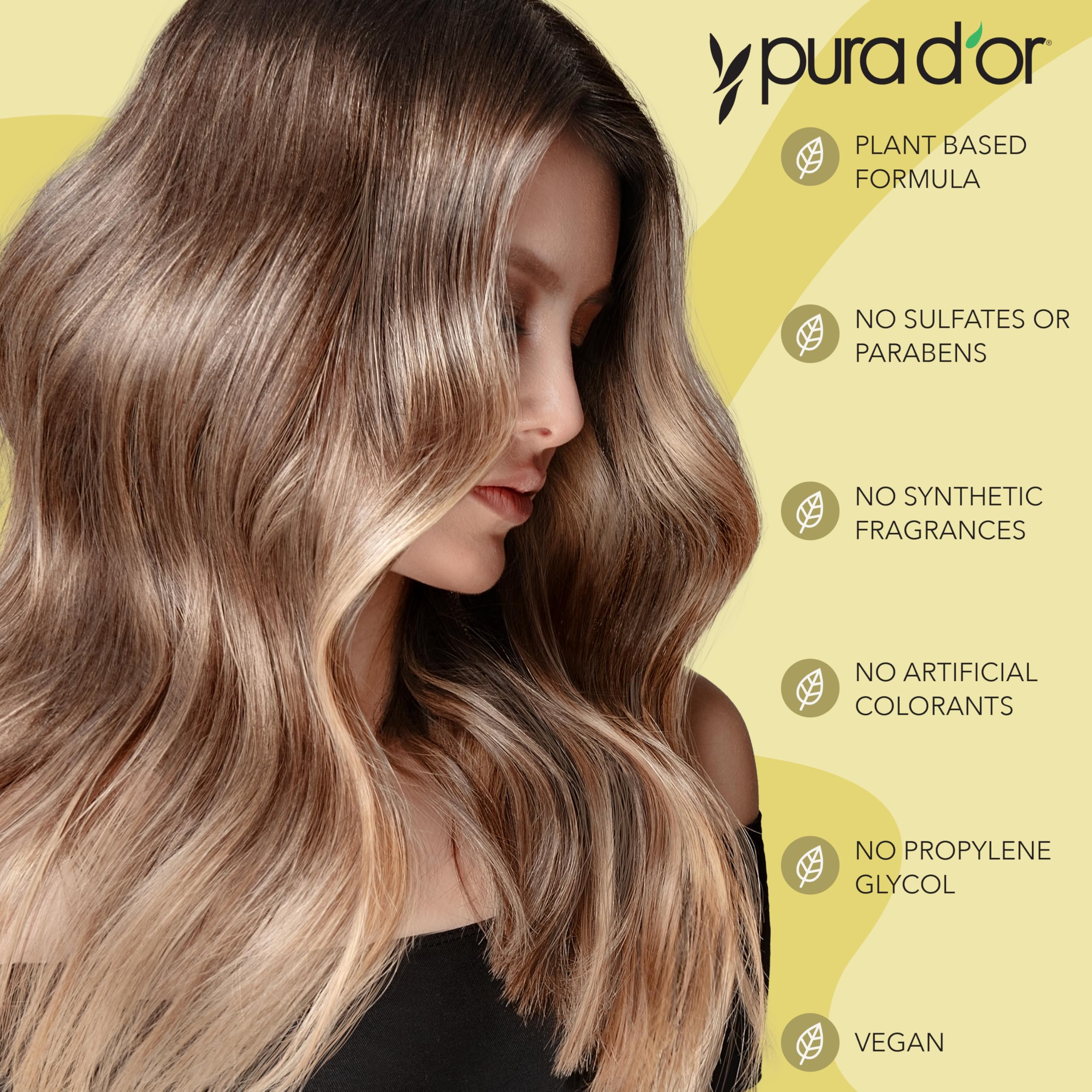 PURA D'OR blend of argan oil, aloe vera, and seaweed for shine.