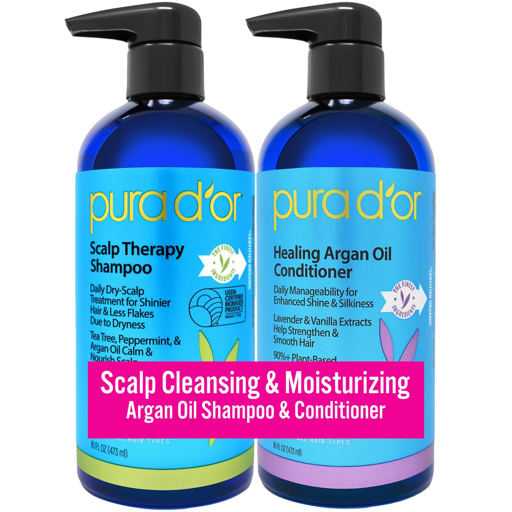 PURA D'OR Shampoing traitant cuir chevelu en bouteille, nourrissant et hydratant