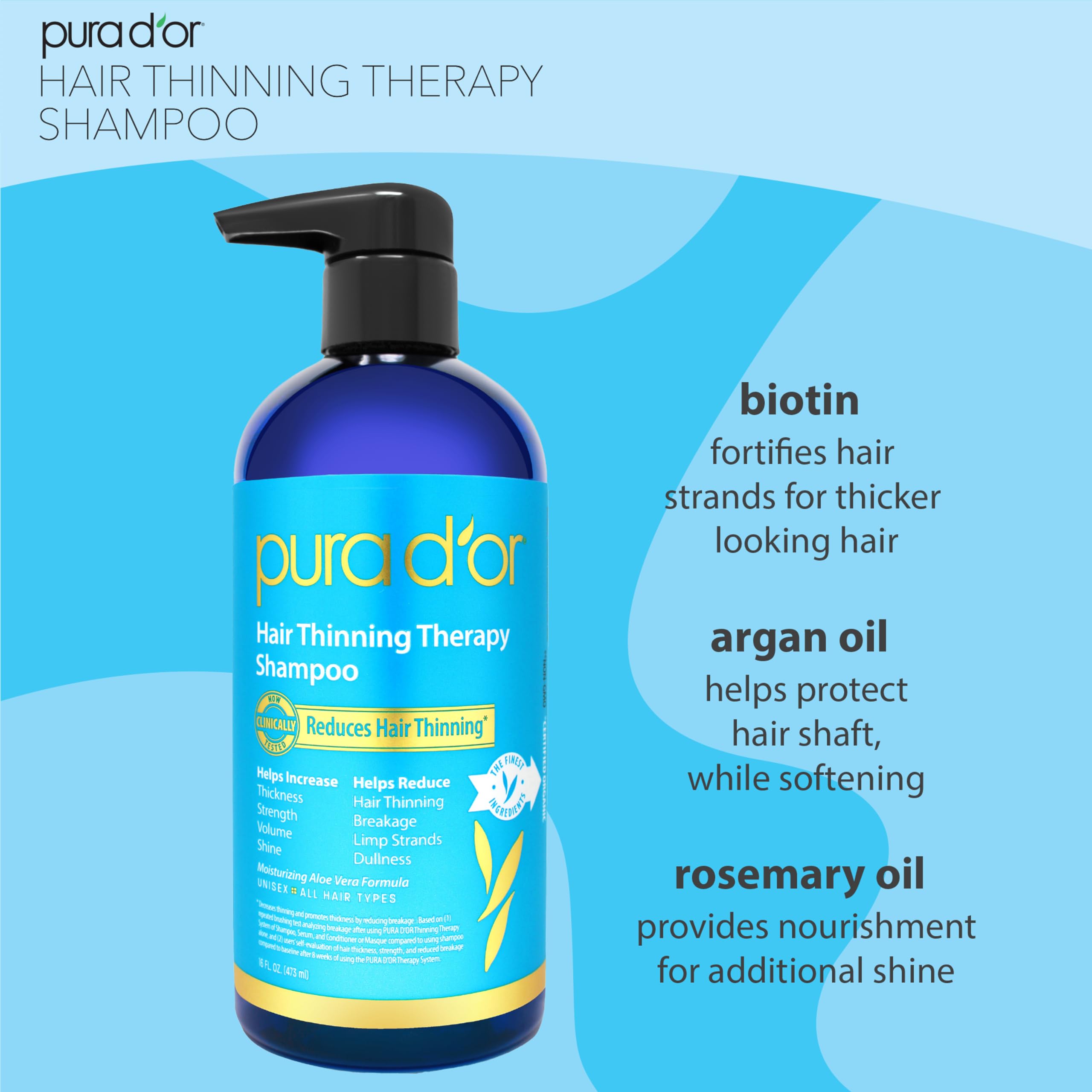 PURA D'OR Ingredientes naturales con etiqueta transparente y claros beneficios.