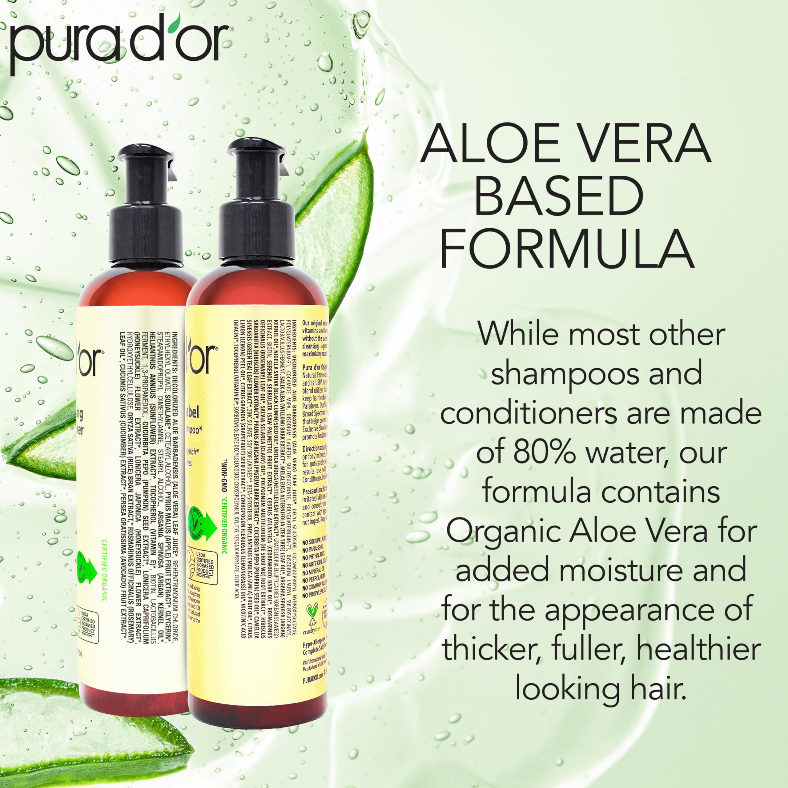 Envase de PURA D'OR con base de aloe vera para cuidado suave