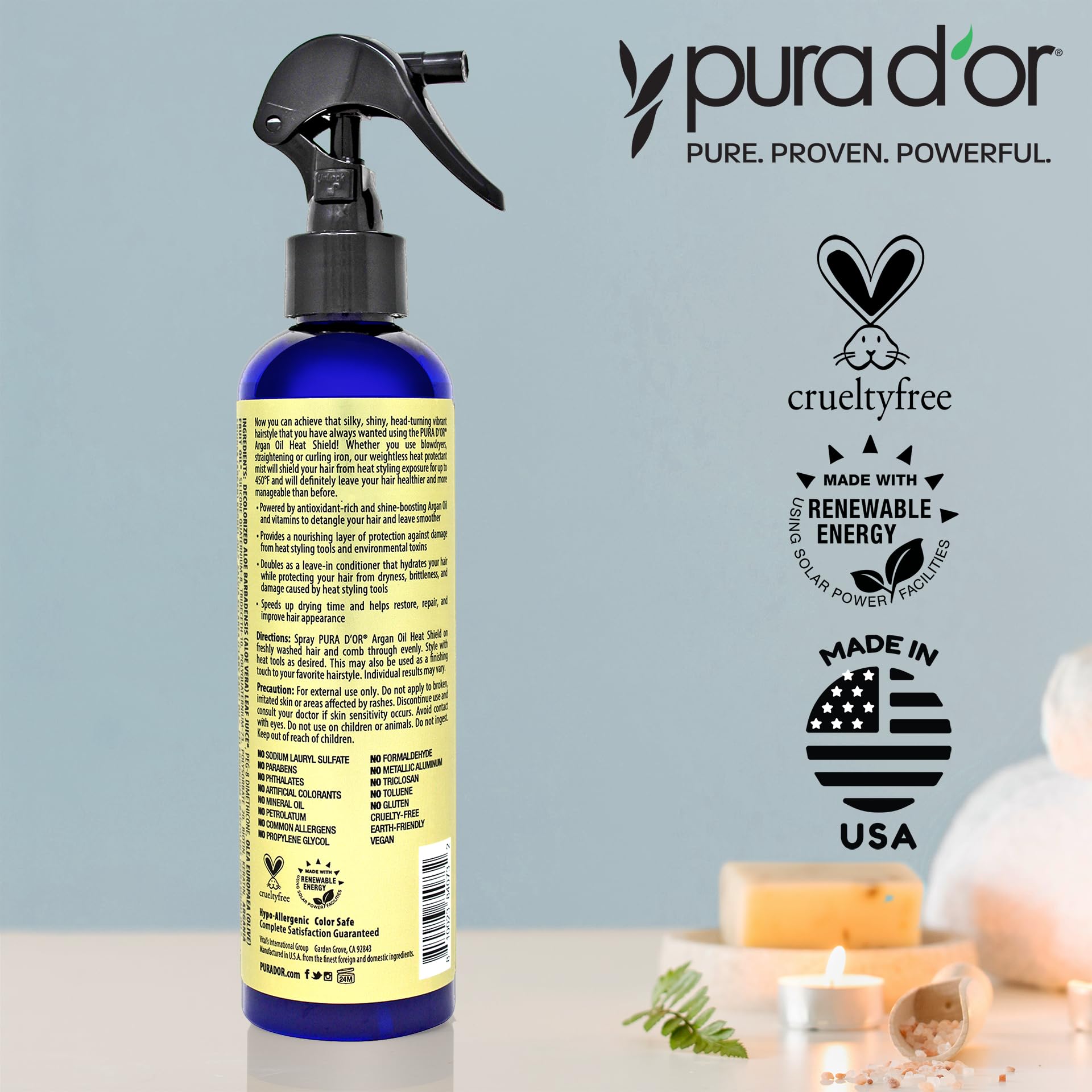 PURA D'OR ingredientes vegetales que respaldan la fórmula suave.