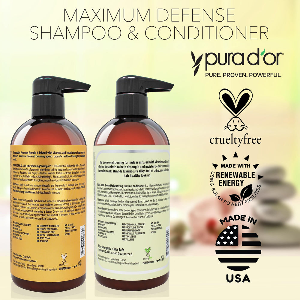 PURA D'OR MD Cuidado diario de cabello para uso cotidiano.