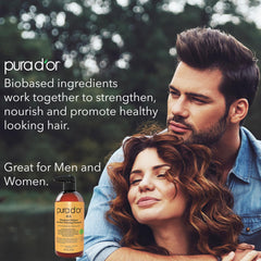 PURA D'OR mezcla herbal en botella para cuidado del cabello.