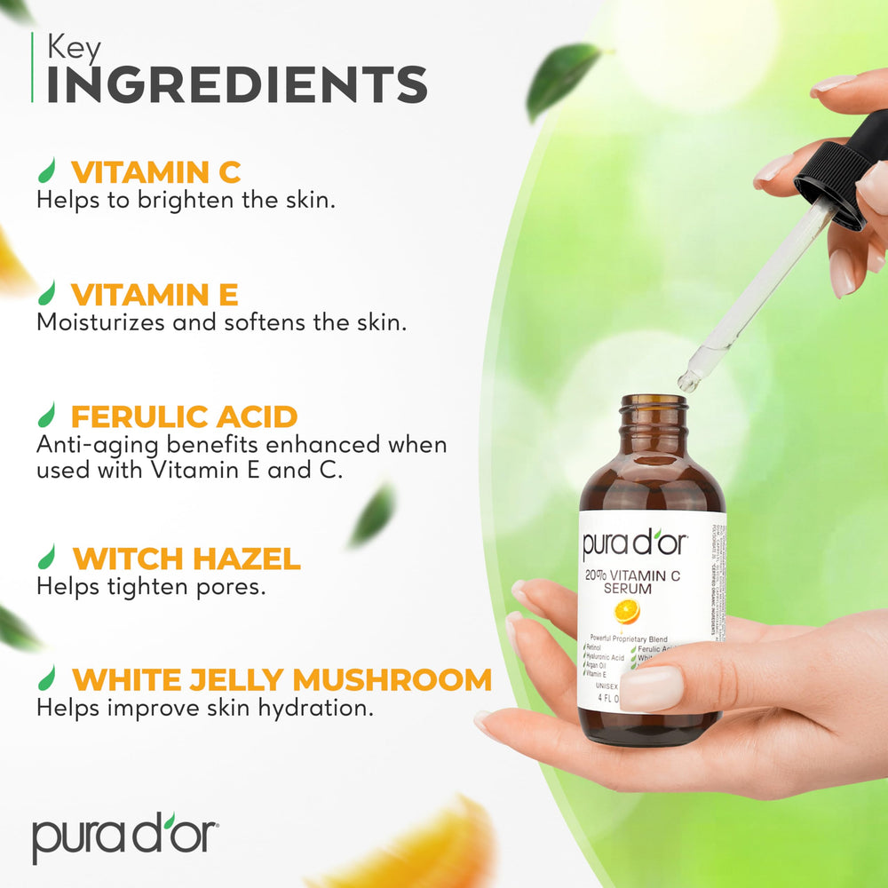 PURA D'OR Vitamina C 20% con textura ligera y beneficios de hidratación