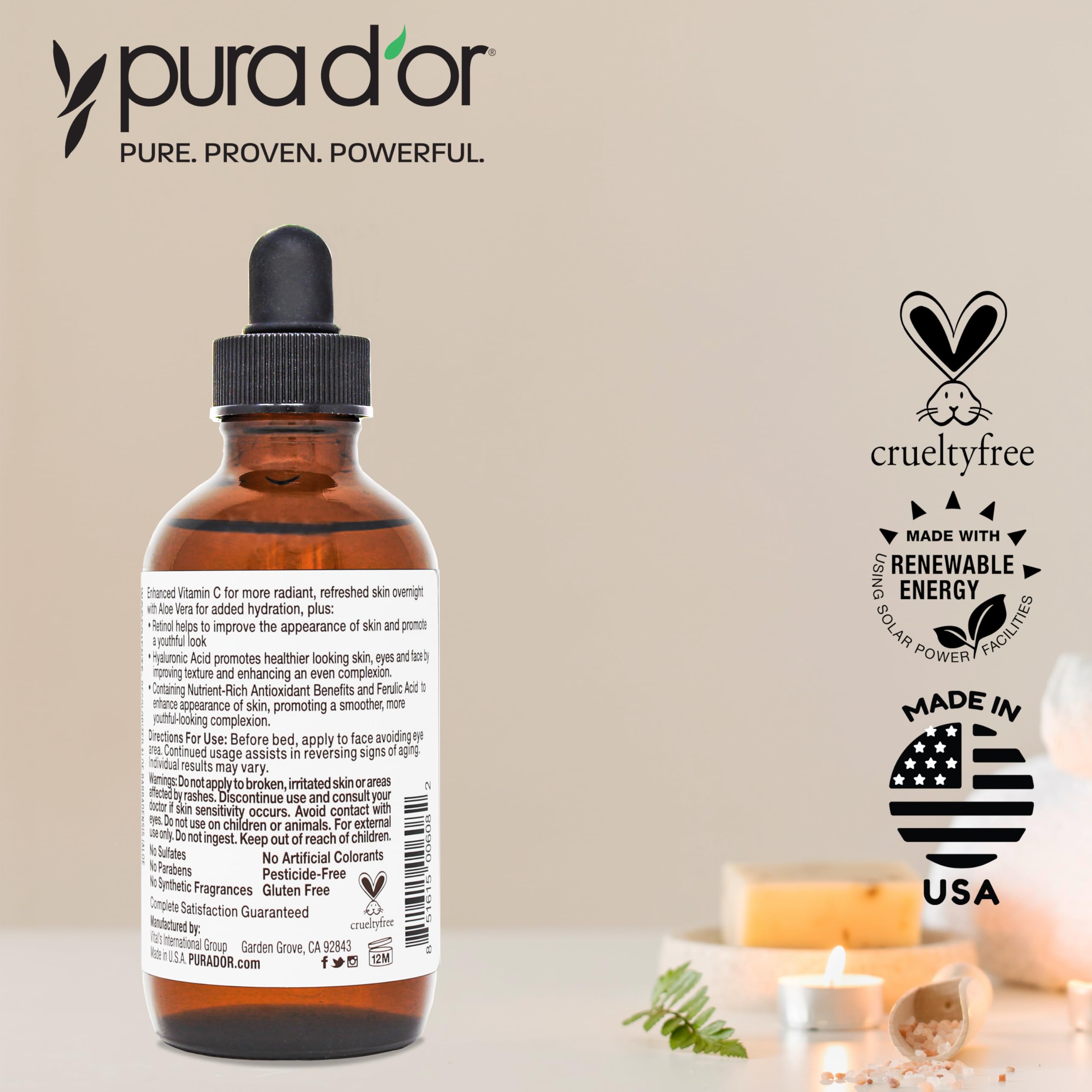 PURA D'OR suero Vitamina C 20% fácil de usar diario