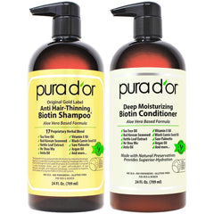 PURA D'OR champú botella con etiqueta dorada original, para cabello con más volumen