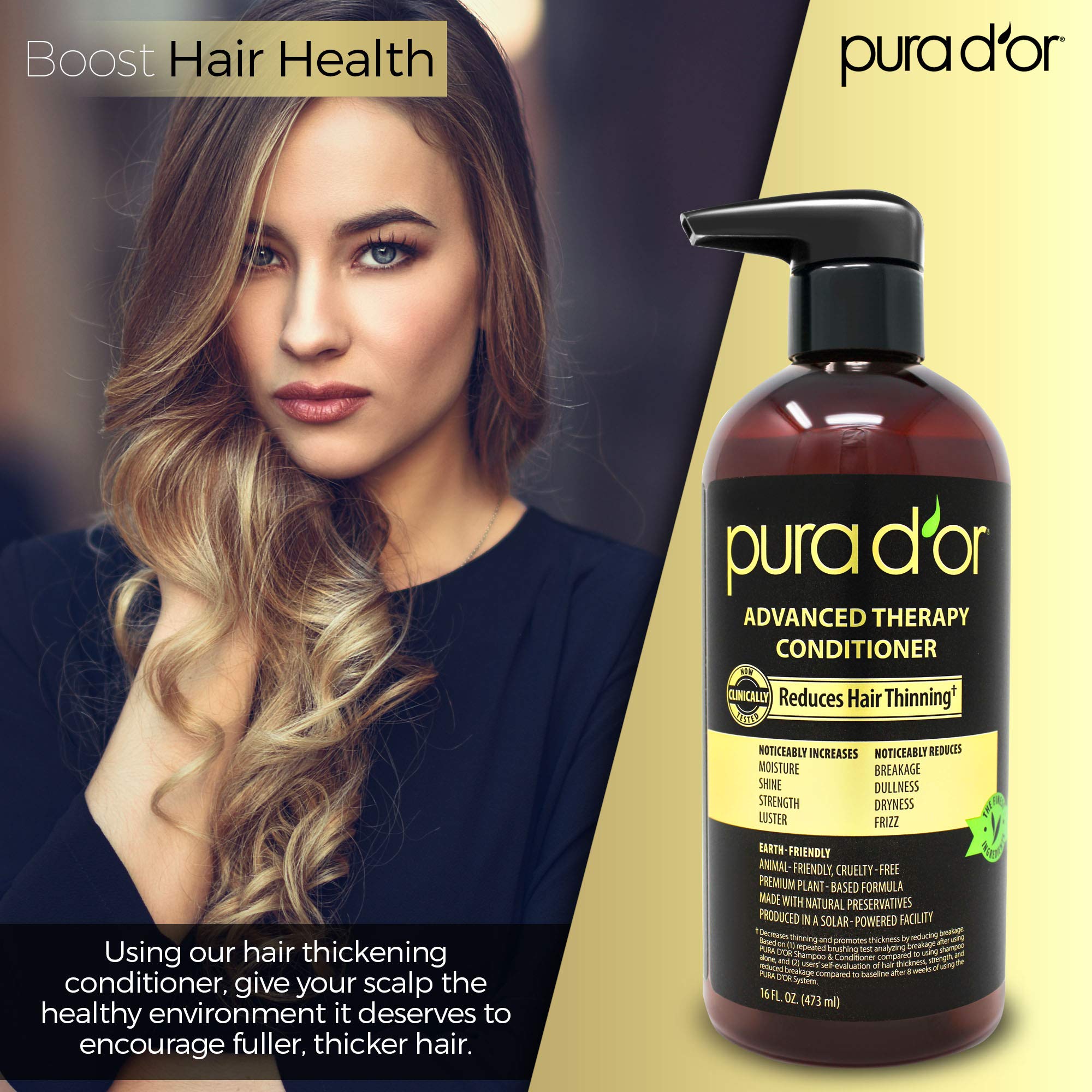 PURA D'OR Acondicionador Terapia Avanzada botella-vertido – aplicación fácil y brillo