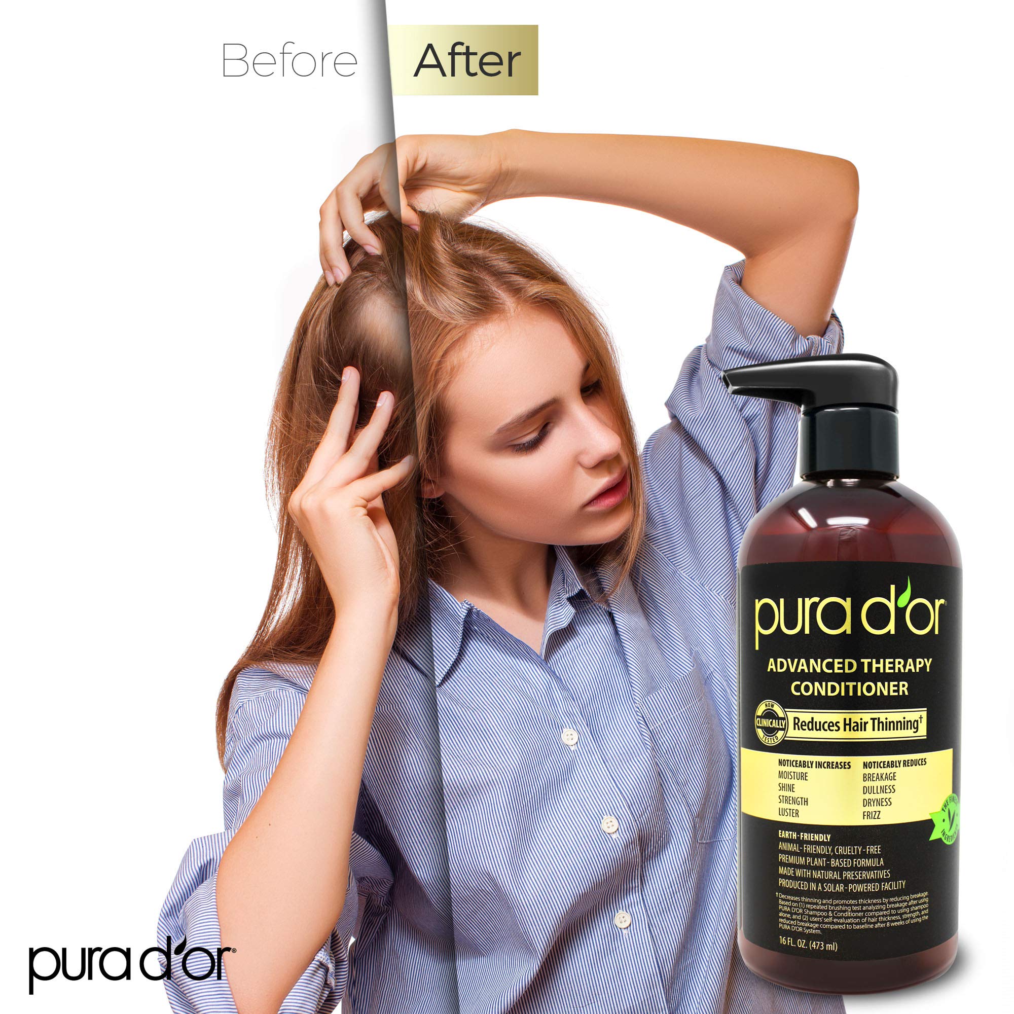 PURA D'OR Acondicionador Terapia Avanzada etiqueta-ingredientes – nutrientes para fortalecer el cabello