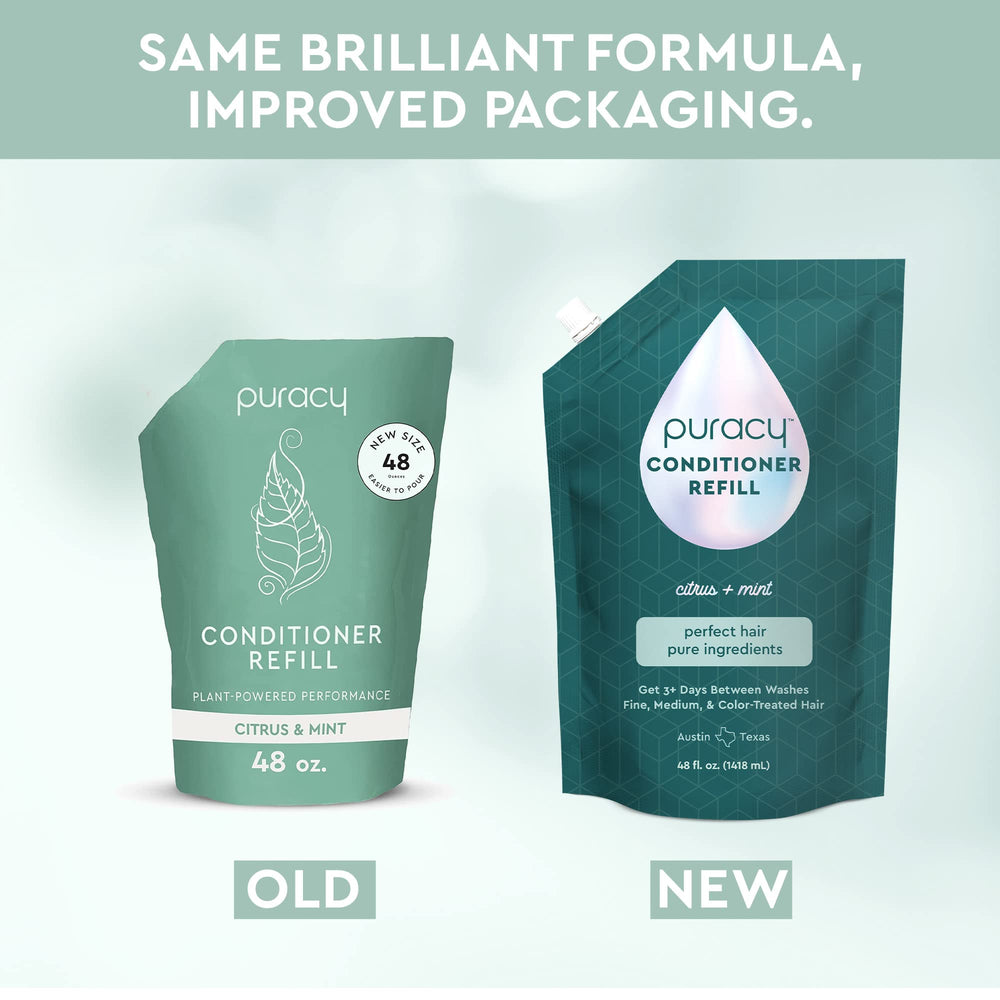 Puracy Acondicionador, textura cremosa; enjuague suave para cabello sedoso.