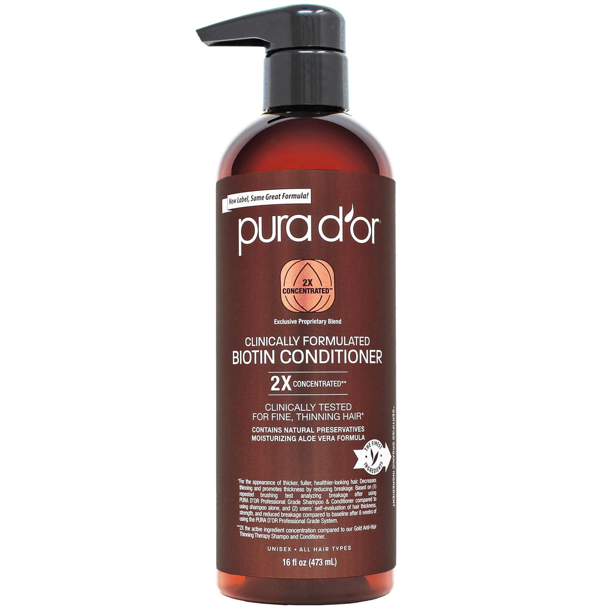PURA D'OR acondicionador biotina en botella para cabello más denso