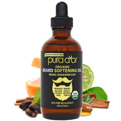 PURA D'OR Barba: botella de aceite con aroma a sándalo para suavidad diaria.