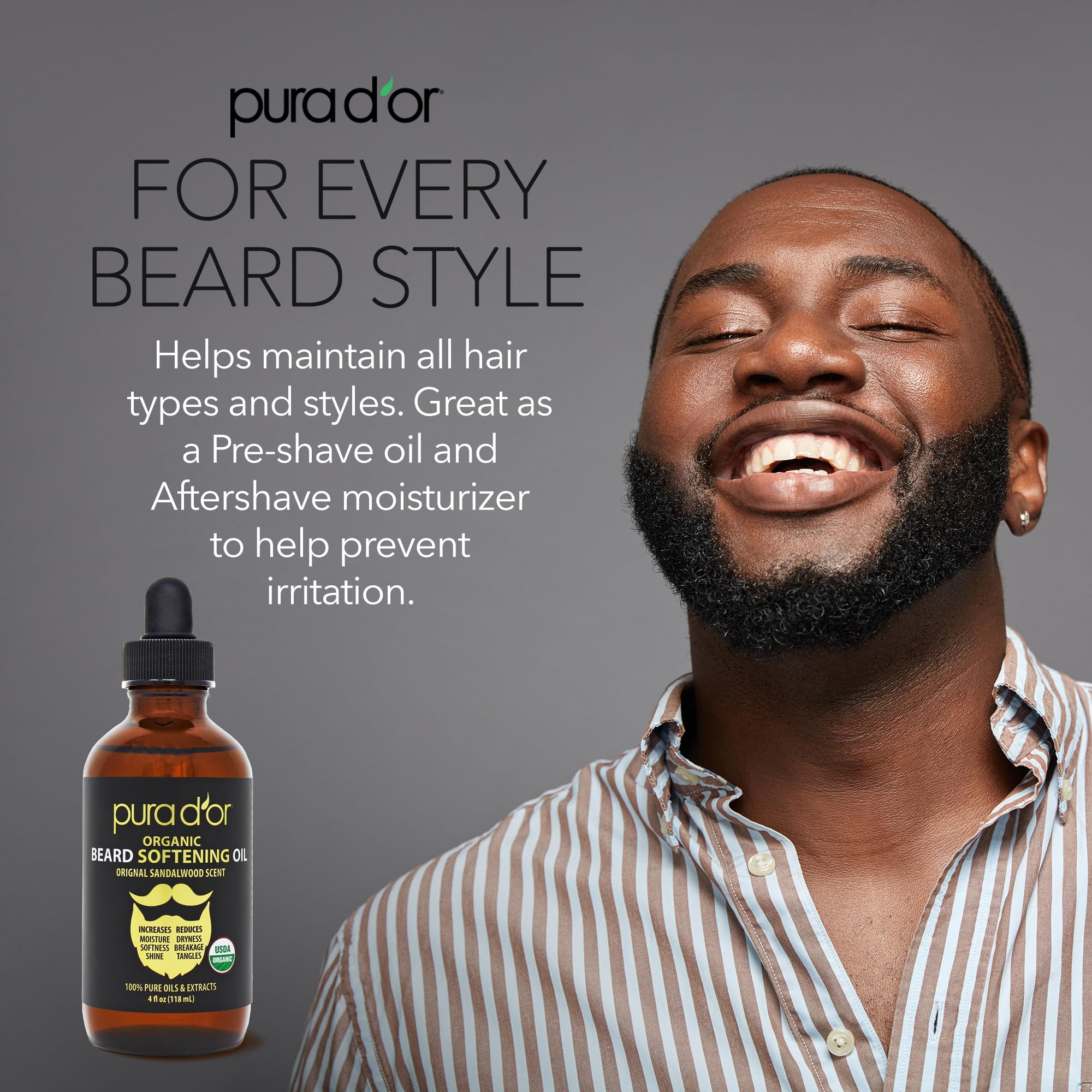 PURA D'OR Barba: aceite de argán y jojoba para nutrición.