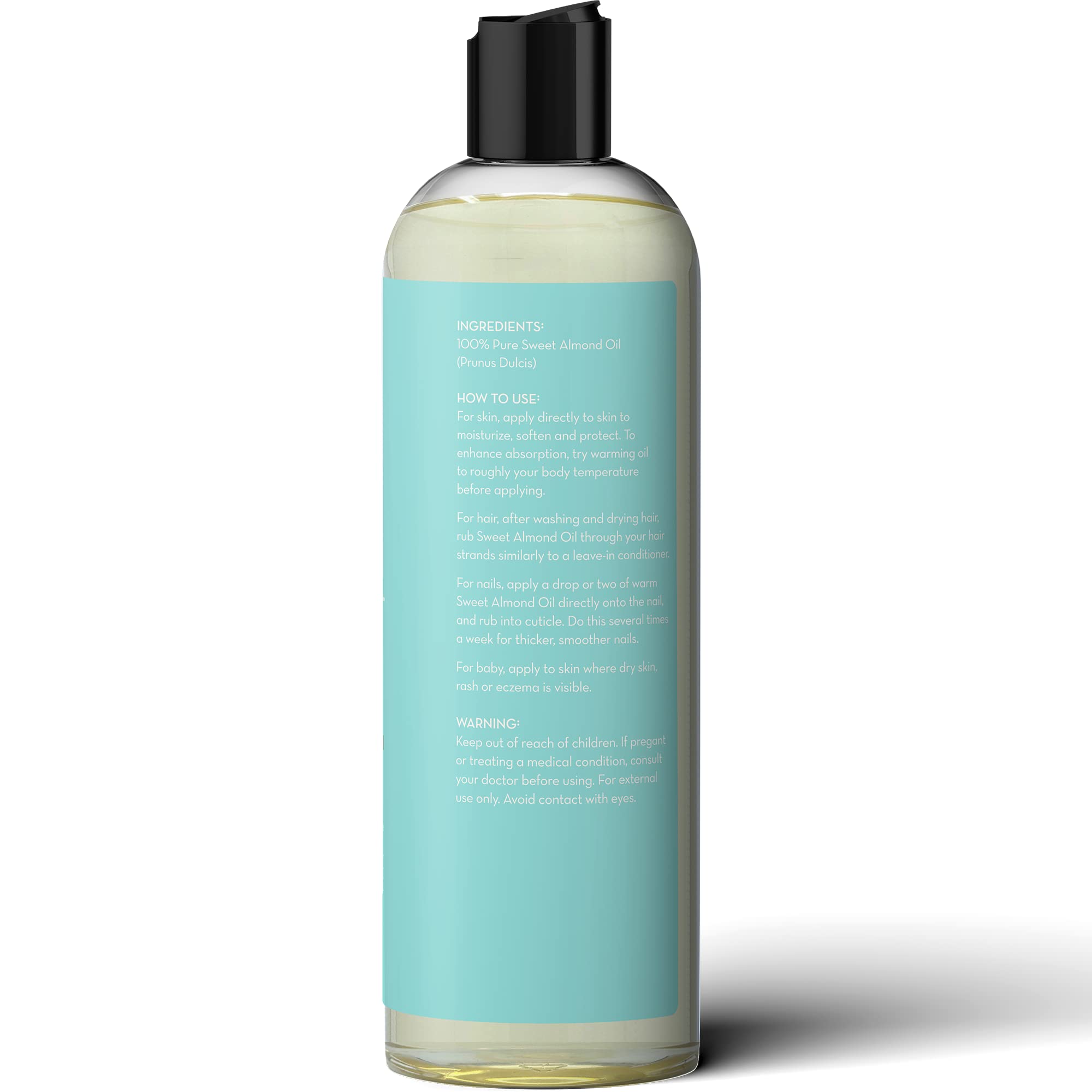 Pure Body Naturals Aceite de Almendra Dulce, prensado en frío, nutrientes preservados.