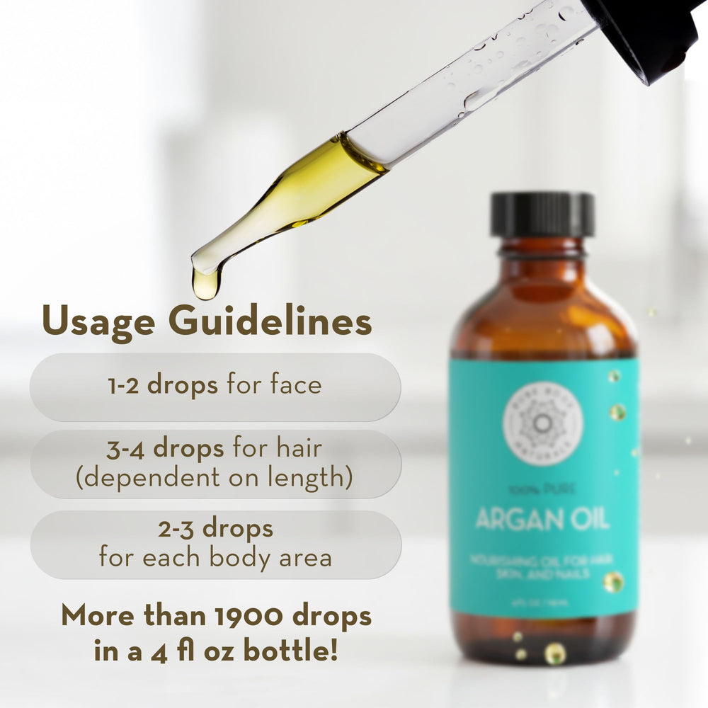 Envase de vidrio ámbar protege el Aceite de Argán de Pure Body Naturals