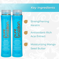 Pure Brazilian Kératine Argan Acai: nourrit et fortifie la fibre capillaire.