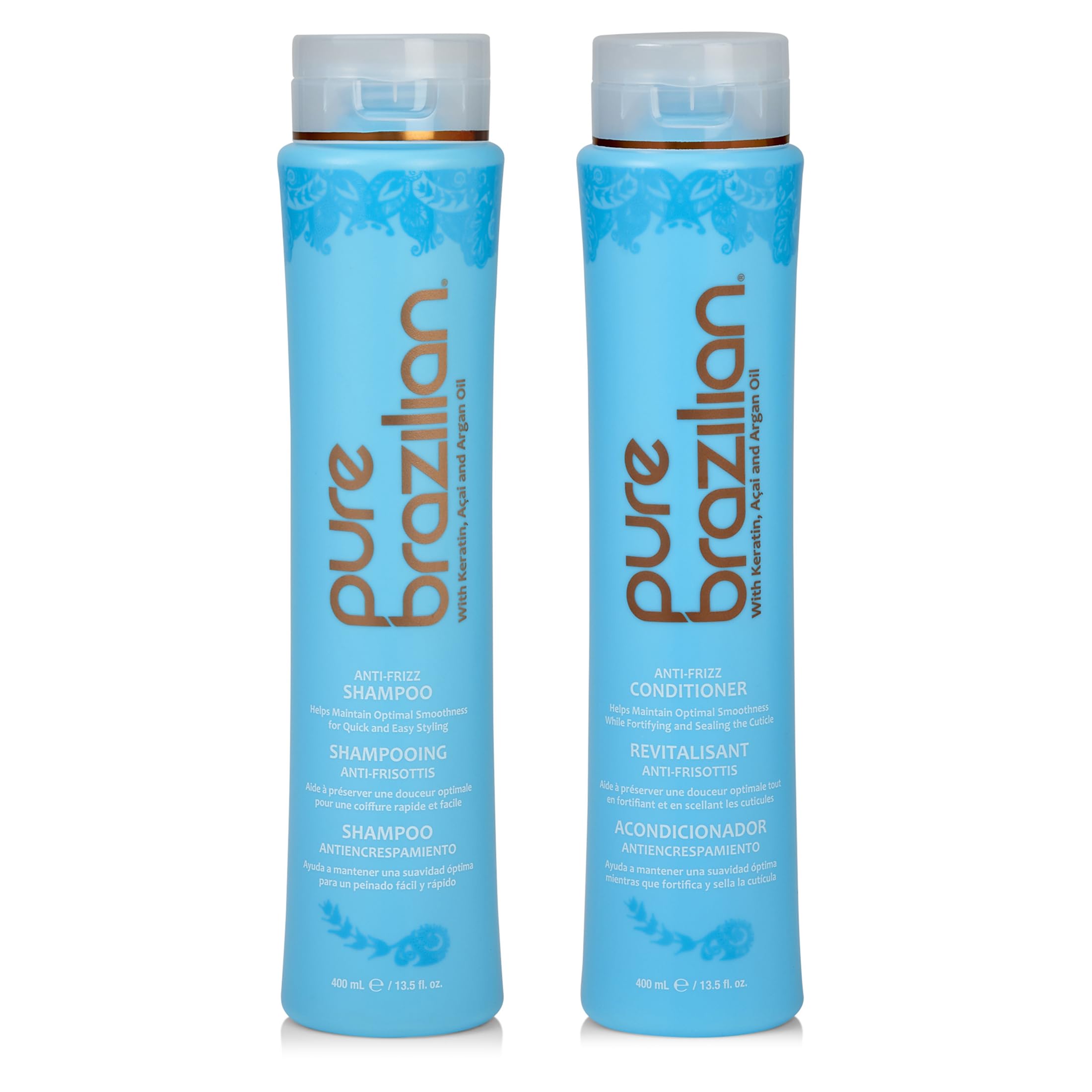 Pure Brazilian Shampoing anti-frisottis quotidien: lutte contre les mèches rebelles et hydrate.
