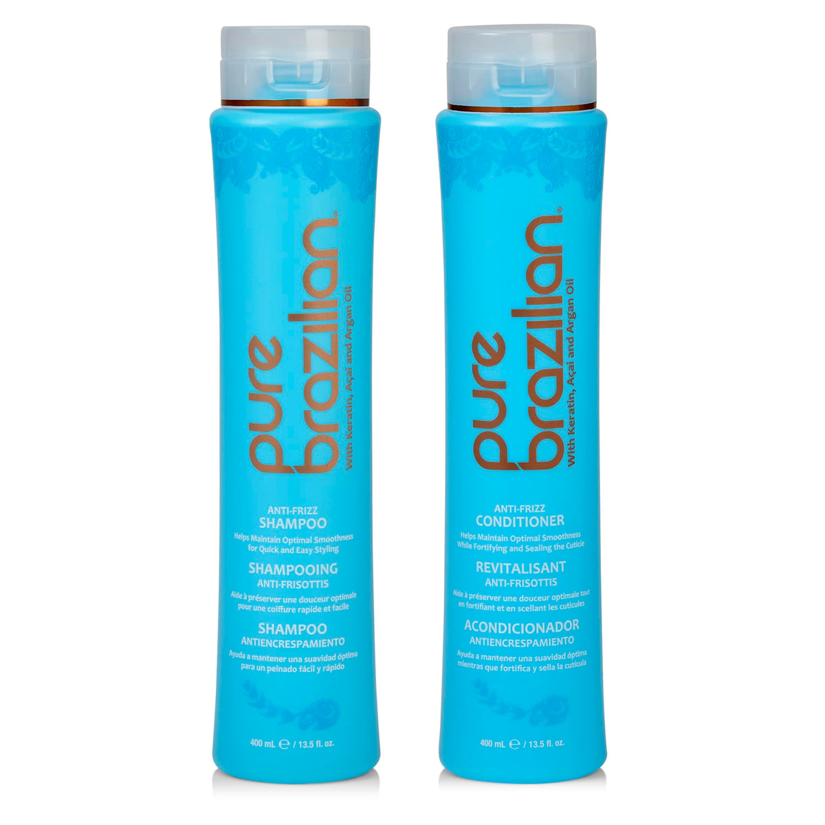 Pure Brazilian Shampoing anti-frisottis quotidien: lutte contre les mèches rebelles et hydrate.