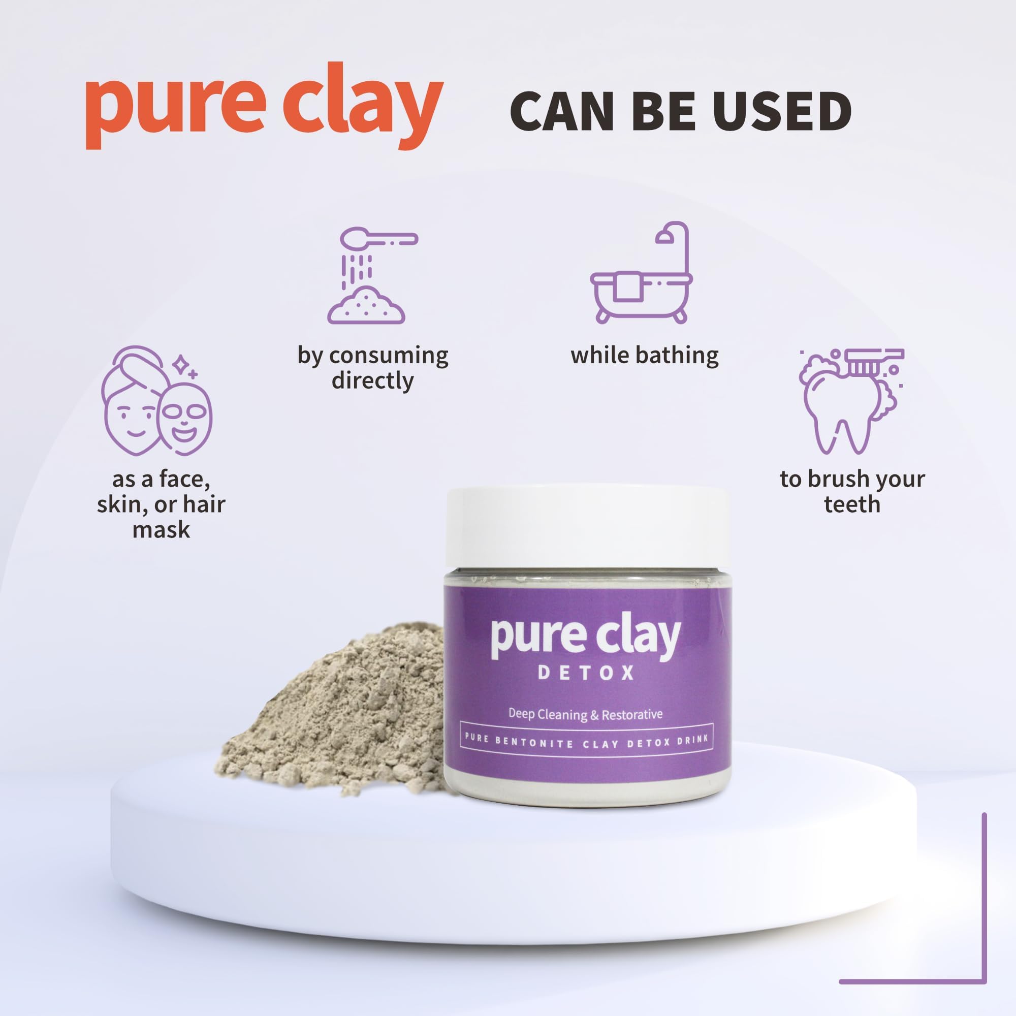 Pure Clay bebida detox arcilla, apoyo para bienestar diario