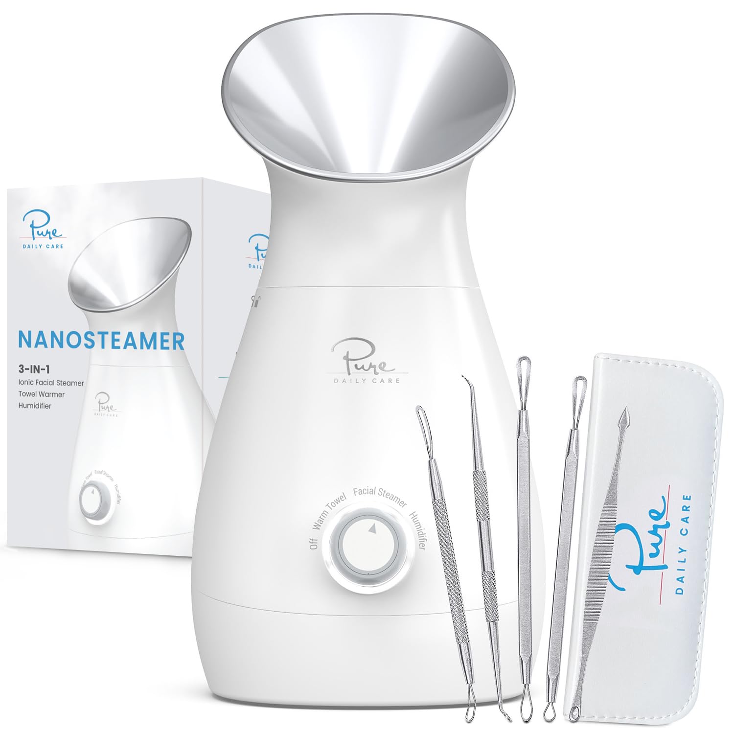 Pure Daily Care Nanosteamer con tanque de 200 ml para vapor de larga duración.