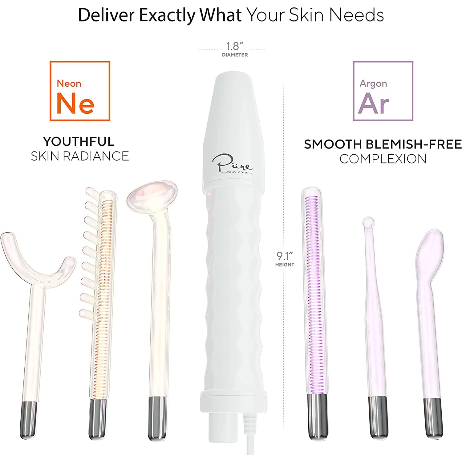 Pure Daily Care NuDerma, varita argón lengua para zonas focales.
