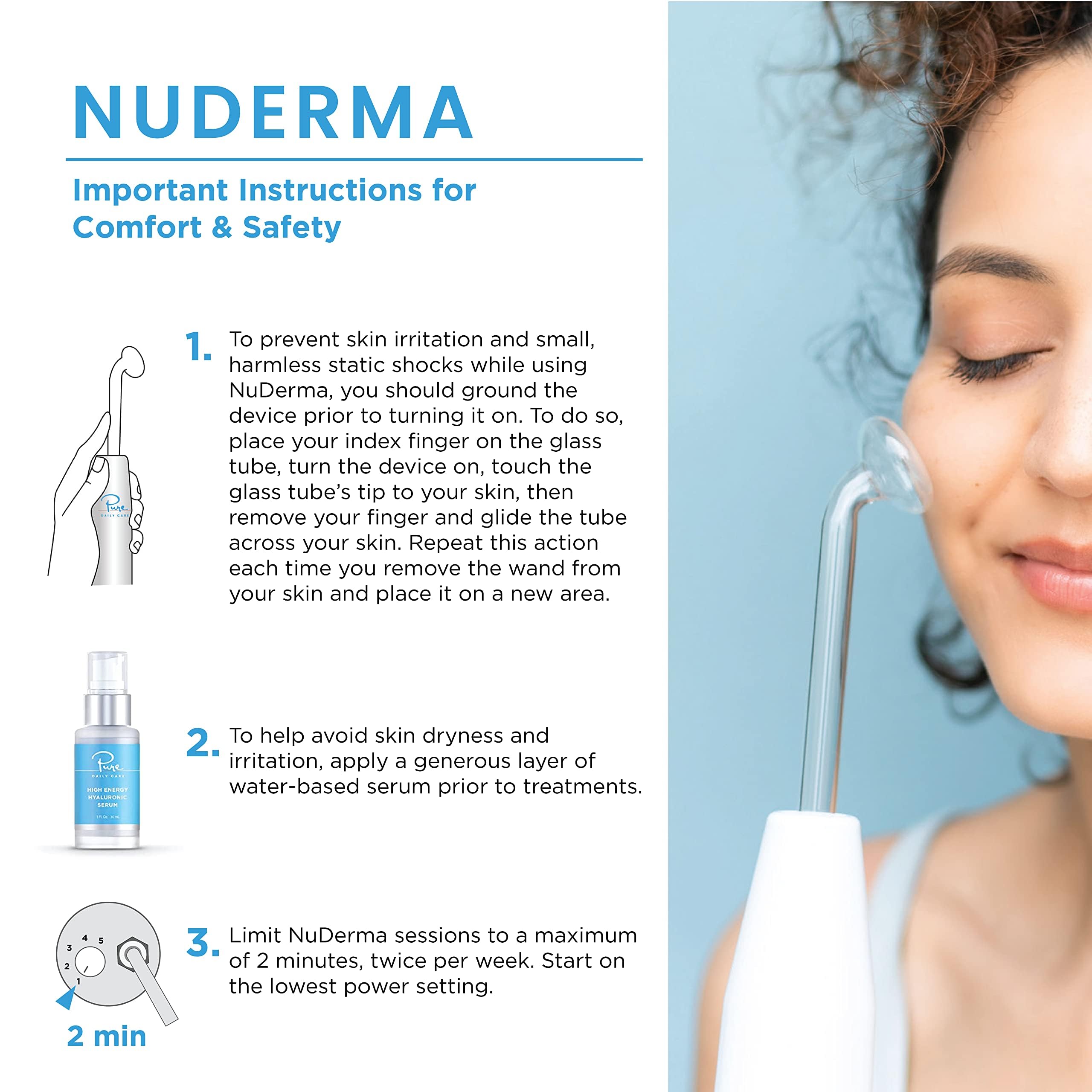 Pure Daily Care NuDerma, varita neón peine con tungsteno para absorción de serums.