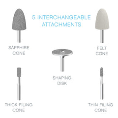 Pure Enrichment PureNails Express, 5 accesorios intercambiables para pulir y dar forma