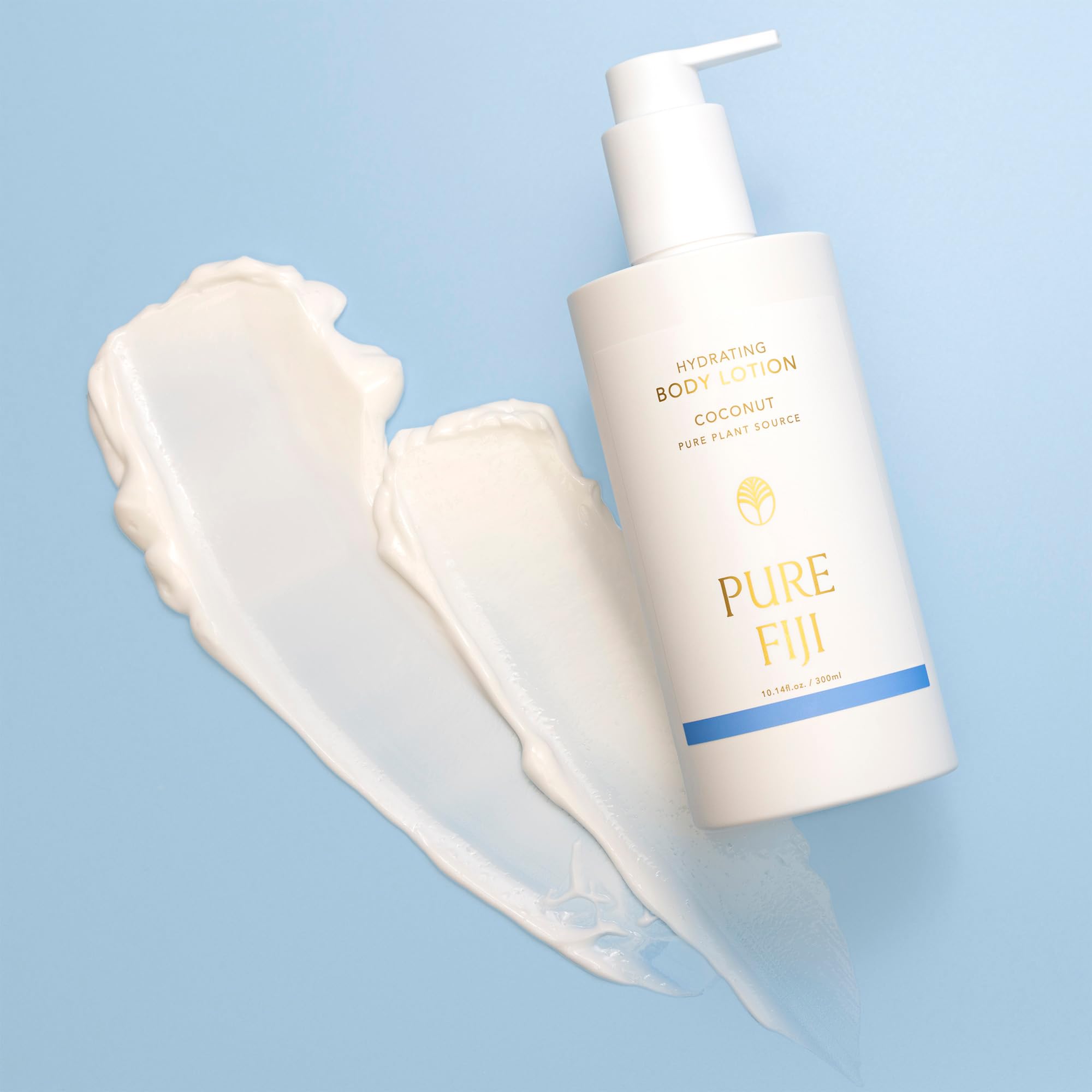 PURE FIJI textura ligera crema corporal, absorción rápida y suave.