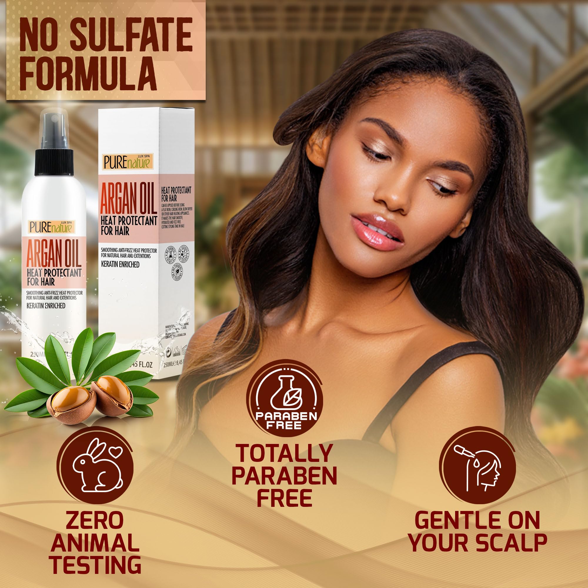 Fórmula sin sulfatos de Pure Nature Lux Spa para cuidado diario.