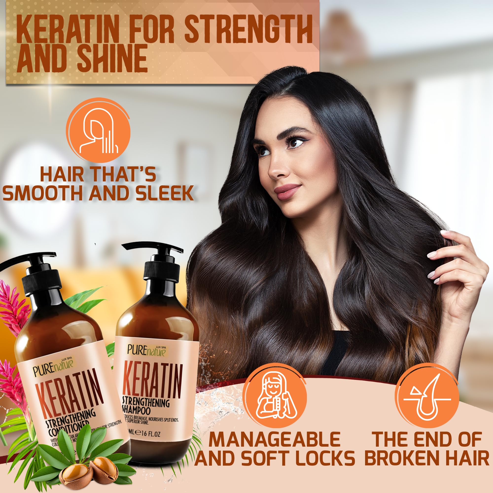 Pure Nature Lux Spa Keratin Conditioner: textura cremosa para cabello fácil de peinar