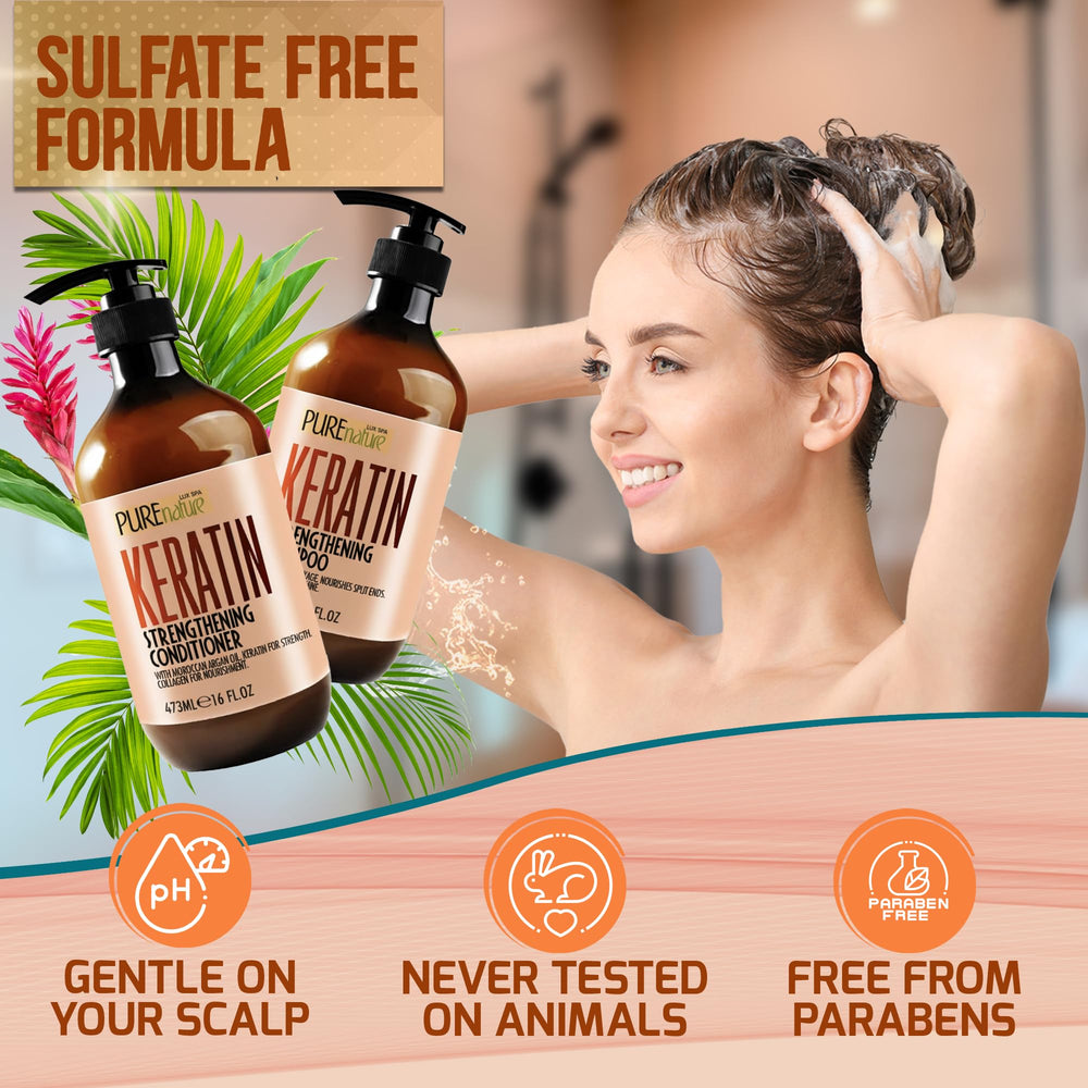 Pure Nature Lux Spa Keratin Shampoo sin sulfatos: envase limpio