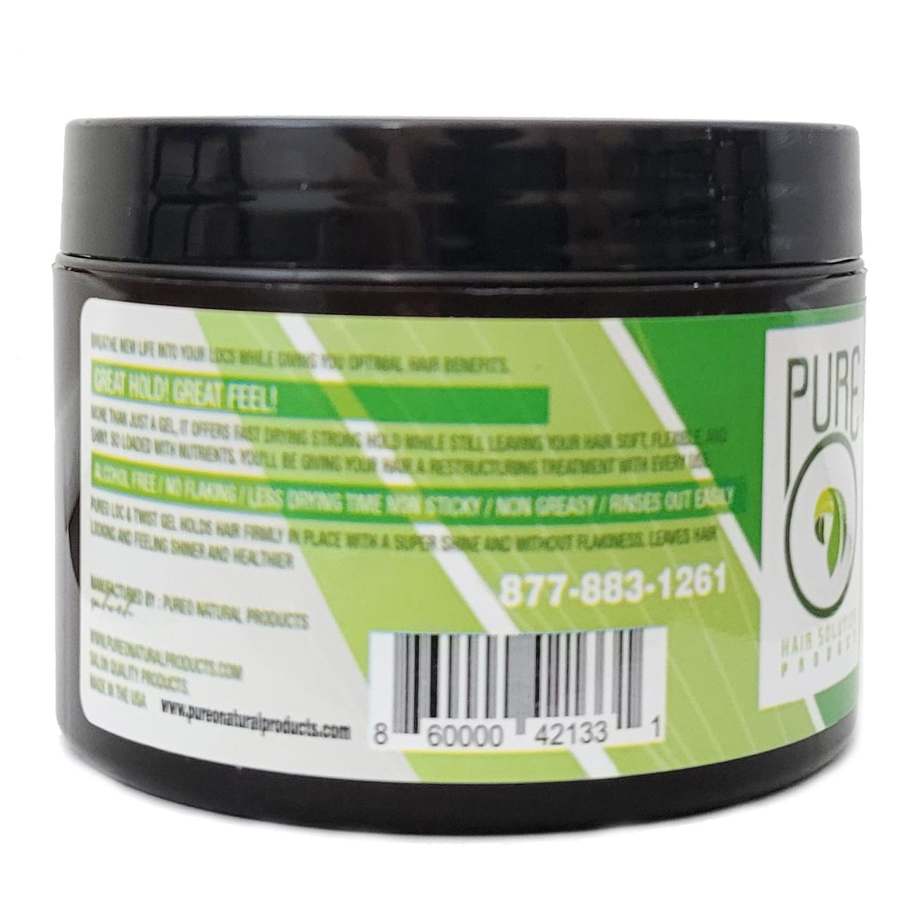 Pure O gel brillo para cabello texturizado: acabado natural.