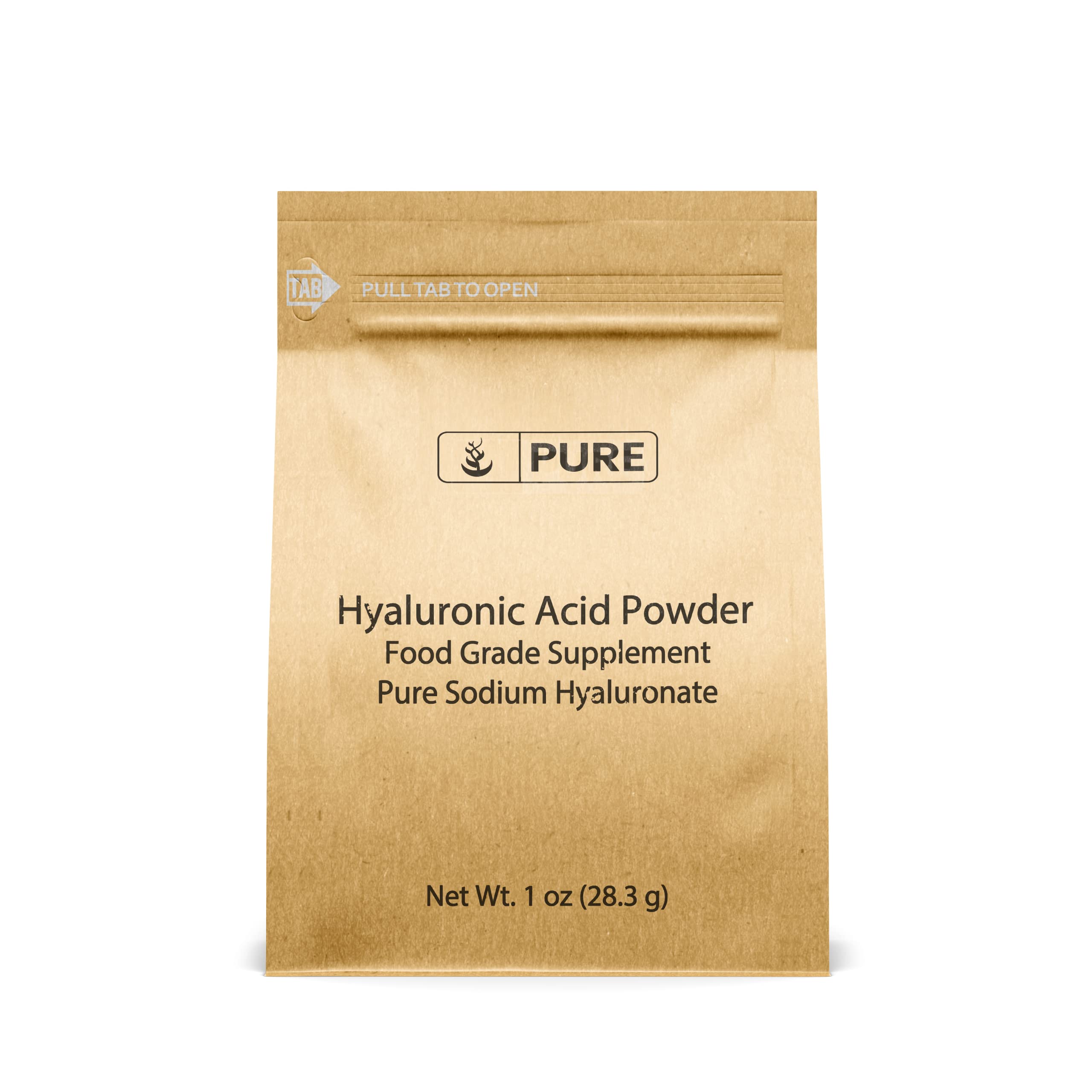 PURE ORIGINAL INGREDIENTS acido hialuronico bote con etiqueta para hidratación suave de piel