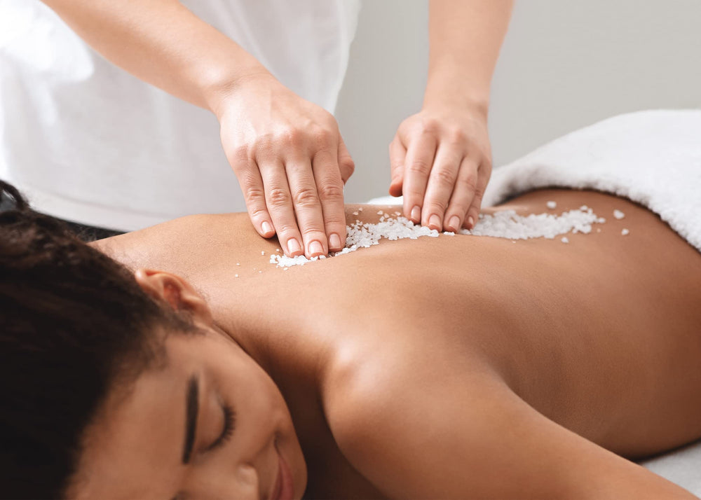 Pure Original Ingredients Epsom salt crystals used as a coarse cleaner.