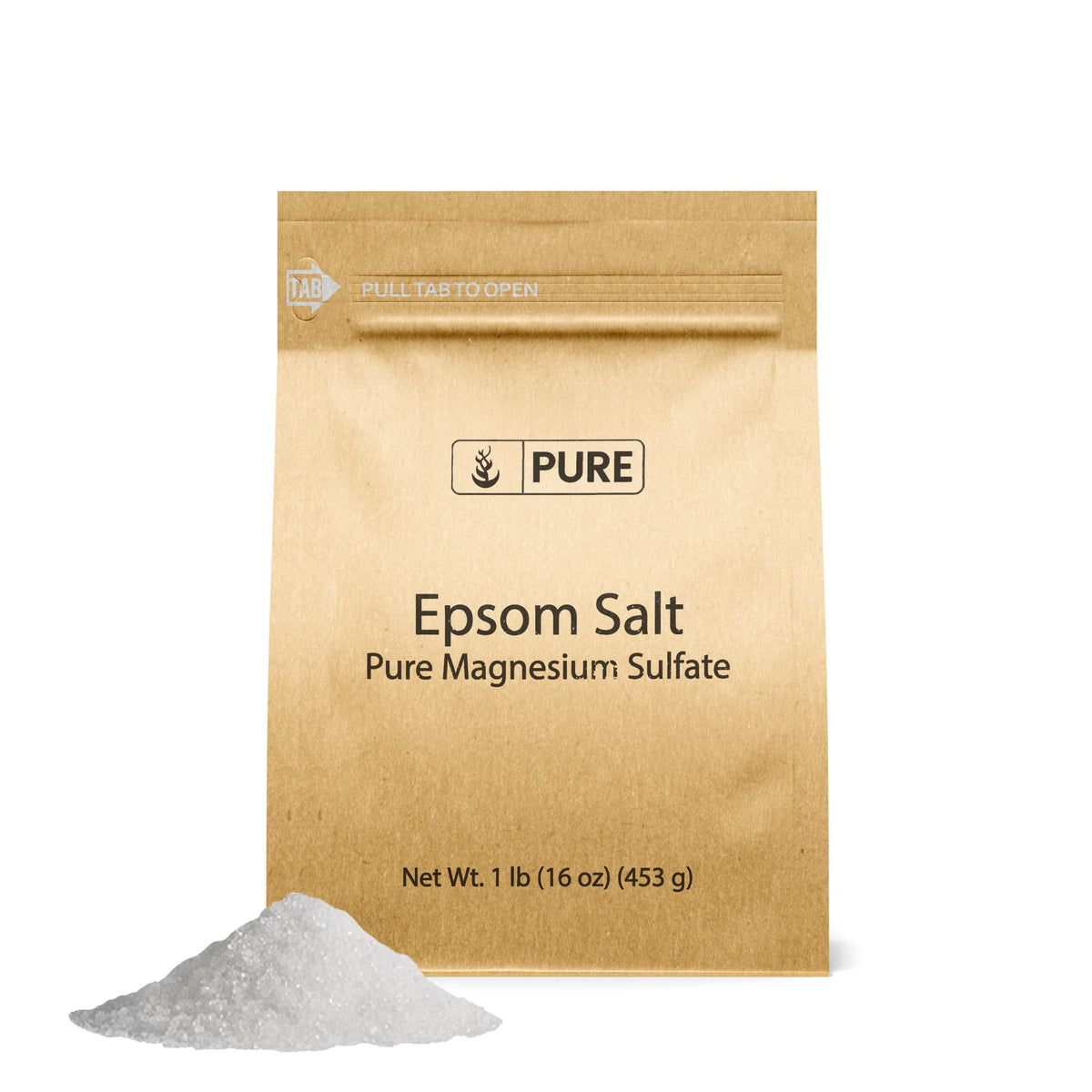 Pure Original Ingredients Sal Epsom en envase, sal pura para baños y usos del hogar.
