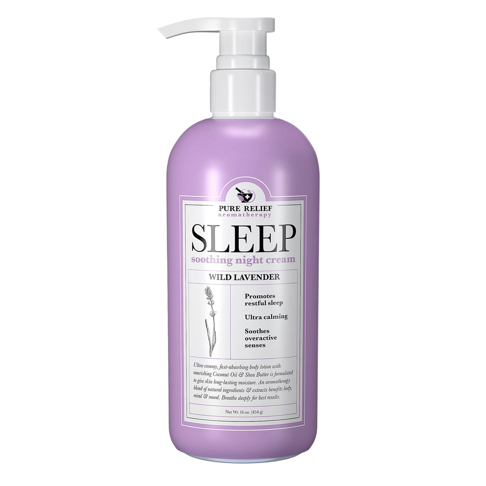 Pure Relief rutina nocturna, masaje suave y calma muscular.
