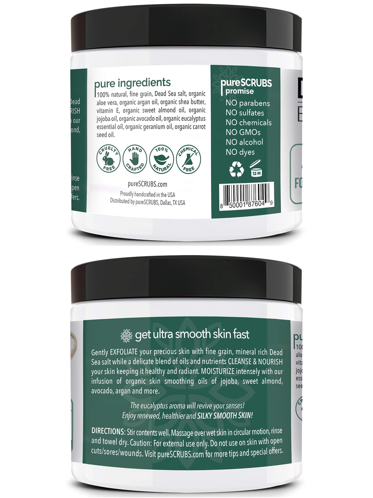 PureSCRUBS cuchara de madera para dosificar el exfoliante con facilidad.