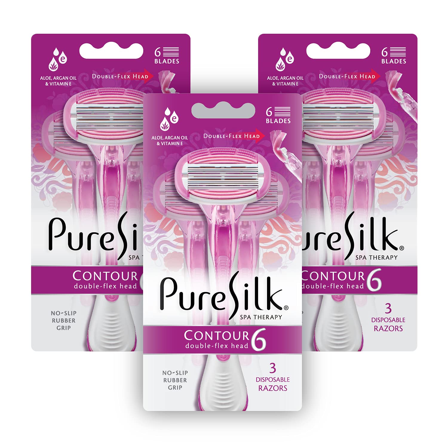 Pure Silk Contour 6, mango ergonómico para control seguro durante el afeitado.