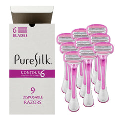 Pure Silk Contour 6, paquete de tres paquetes para afeitado cómodo diario.