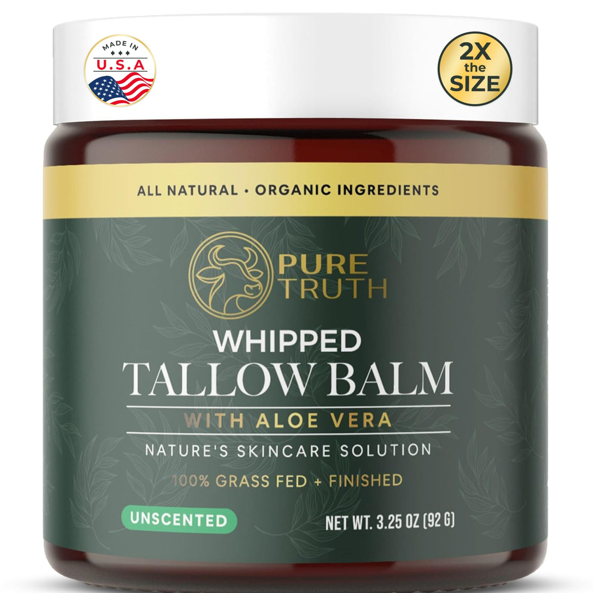 Baume Pure Truth au suif de boeuf et miel dans un pot, hydratation riche.