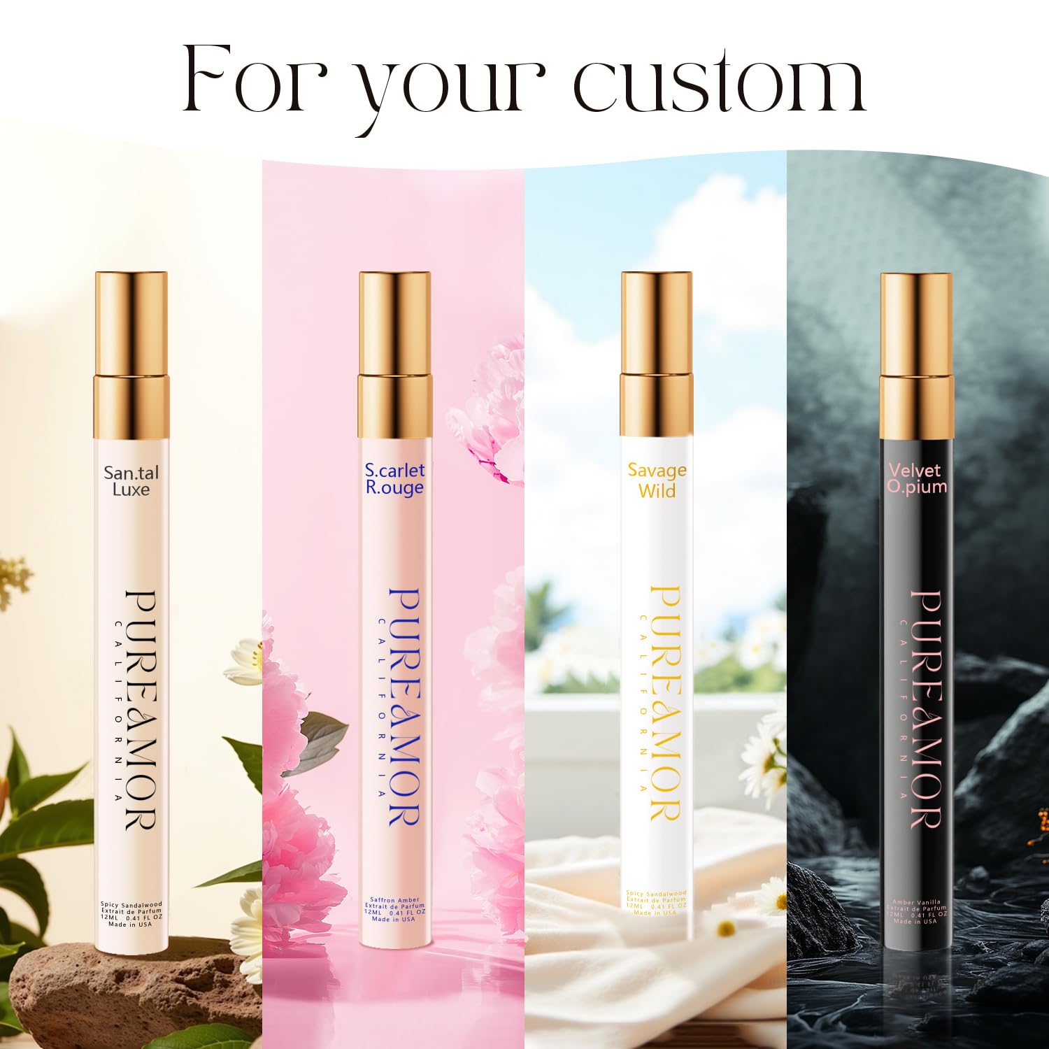 PUREAMOR ambar vainilla botella: aroma duradero para citas nocturnas.