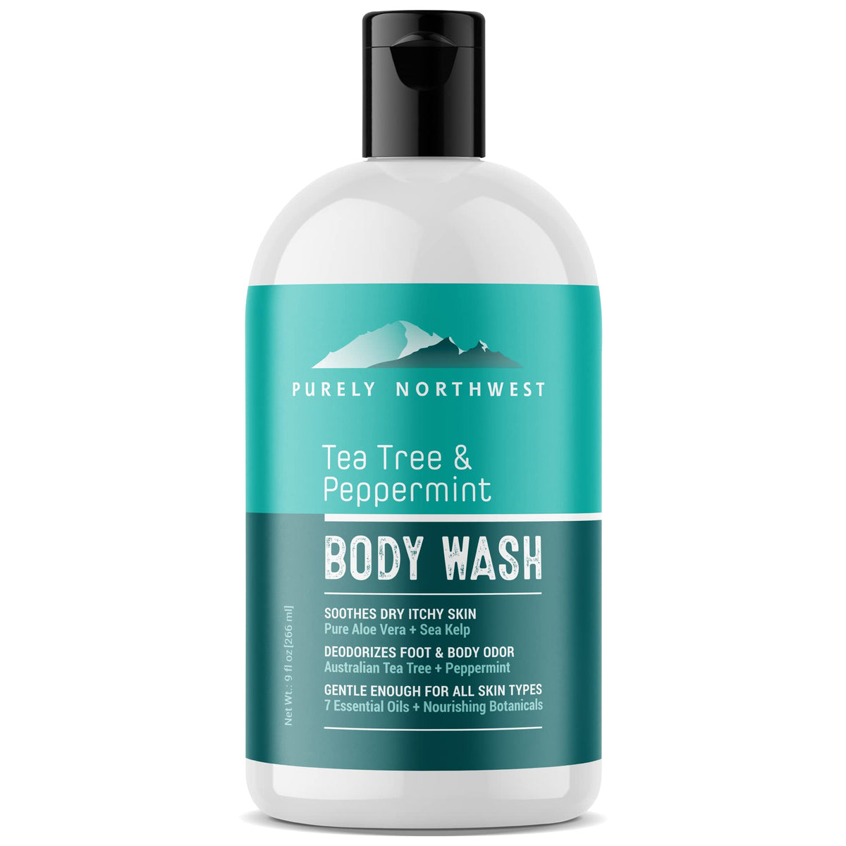 Purely Northwest gel de árbol de té en botella, limpieza suave para piel sensible